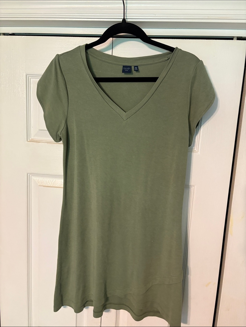 V-Neck Short Sleeve Tee Dress - Olive